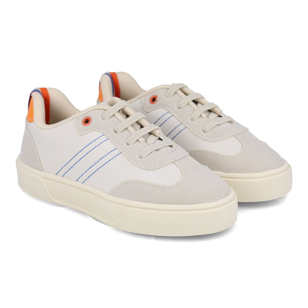 Par de tênis infantil Funfeet casual cor off white vista frontal